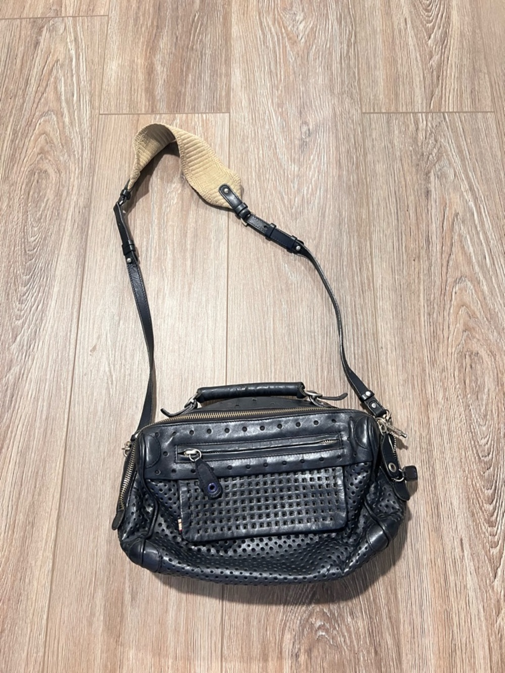 Jamin Puech Black Perforated and Leather Bag